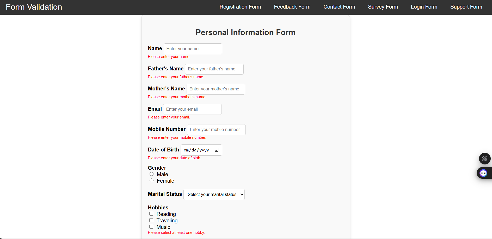 Form Validation Library